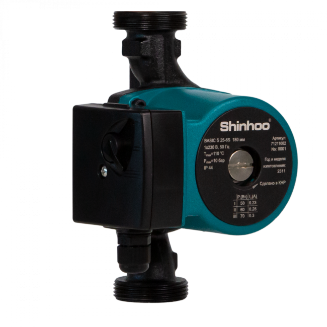 Насос циркуляционный с мокрым ротором Shinhoo BASIC S 25-6S 130мм Насос циркуляционный с мокрым ротором Shinhoo BASIC S 25-6S 130мм