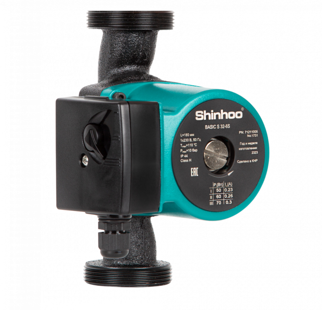 Насос циркуляционный с мокрым ротором Shinhoo BASIC S 32-6S 180мм Насос циркуляционный с мокрым ротором Shinhoo BASIC S 32-6S 180мм