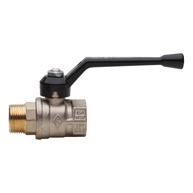 Кран шаровой Rubinetterie Bresciane UNI-SFER с алюминиевой рукояткой, резьба вн/нар, 1/2"