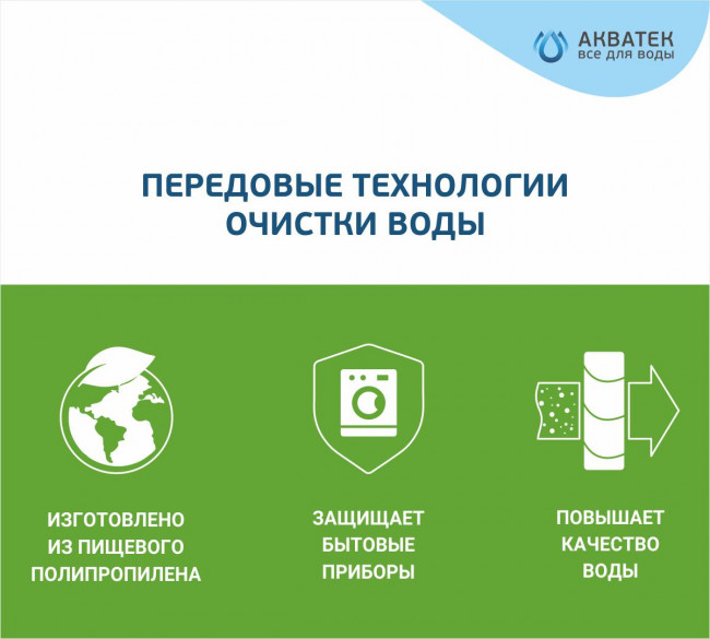 Картридж из вспененного полипропилена АКВАТЕК ЭКО 10" BB для холодной воды