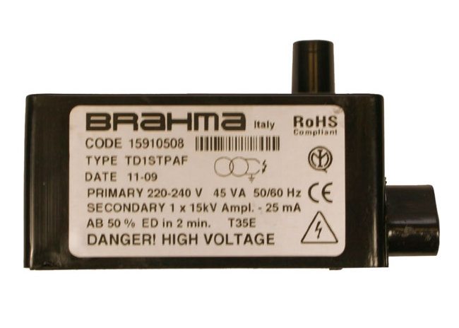 Трансф. поджига газ BRAHMA TD1STPAF 15910508 Prim. 220В/45ВA/50Гц, Sec. 1x15кВ/25мА (WSG 4-10) арт. 5020046 (3-18-0590) в Ростове-на-Дону