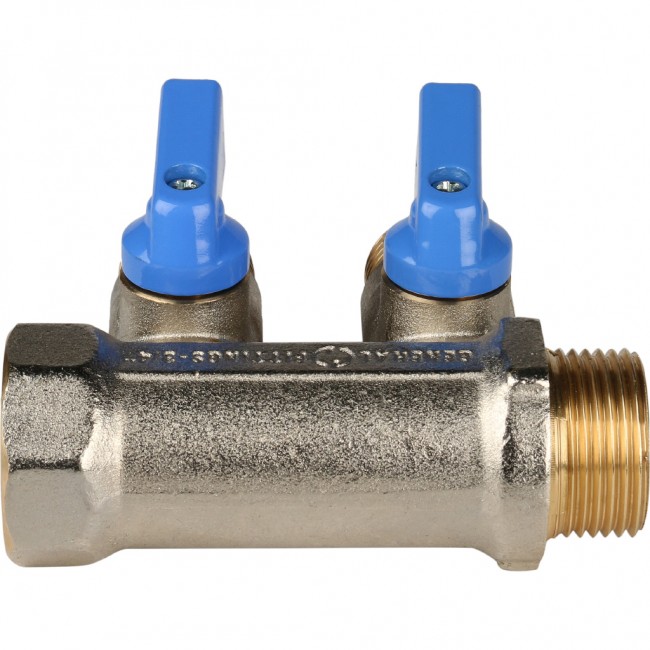 Коллектор с шаровыми кранами STOUT 3/4", 2 отвода 1/2" (синие ручки) (SMB 6201 341202) в Ростове-на-Дону