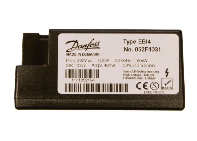 Трансф. поджига DANFOSS EBI4 052F4031 Prim. 230В/0.25A/50Гц, Sec. 15кВ/40мА (WSO 4-12) арт. 5020057 (3-18-0600) в Ростове-на-Дону Трансф. поджига DANFOSS EBI4 052F4031 Prim. 230В/0.25A/50Гц, Sec. 15кВ/40мА (WSO 4-12) арт. 5020057 (3-18-0600) в Ростове-на-Дону