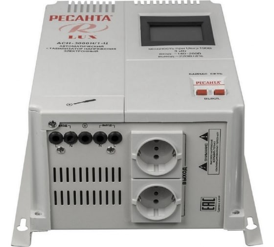 Однофазный цифровой настенный стабилизатор серии LUX РЕСАНТА АСН-3000Н/1-Ц