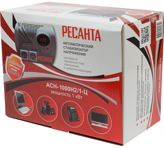Однофазный цифровой настенный стабилизатор серии LUX РЕСАНТА АСН-1000Н2/1-Ц
