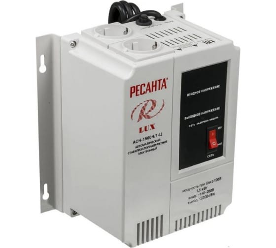 Однофазный цифровой настенный стабилизатор серии LUX РЕСАНТА АСН-1500Н/1-Ц Однофазный цифровой настенный стабилизатор серии LUX РЕСАНТА АСН-1500Н/1-Ц