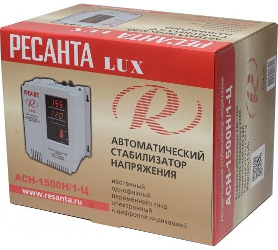 Однофазный цифровой настенный стабилизатор серии LUX РЕСАНТА АСН-1500Н/1-Ц Однофазный цифровой настенный стабилизатор серии LUX РЕСАНТА АСН-1500Н/1-Ц
