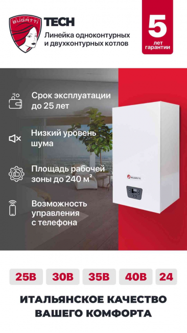 Настенный газовый двухконтурный котёл Federica Bugatti TECH 24 Настенный газовый двухконтурный котёл Federica Bugatti TECH 24