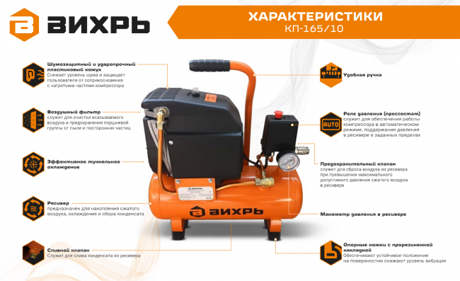 Безмасляный компрессор ВИХРЬ КП-165/10 Безмасляный компрессор ВИХРЬ КП-165/10