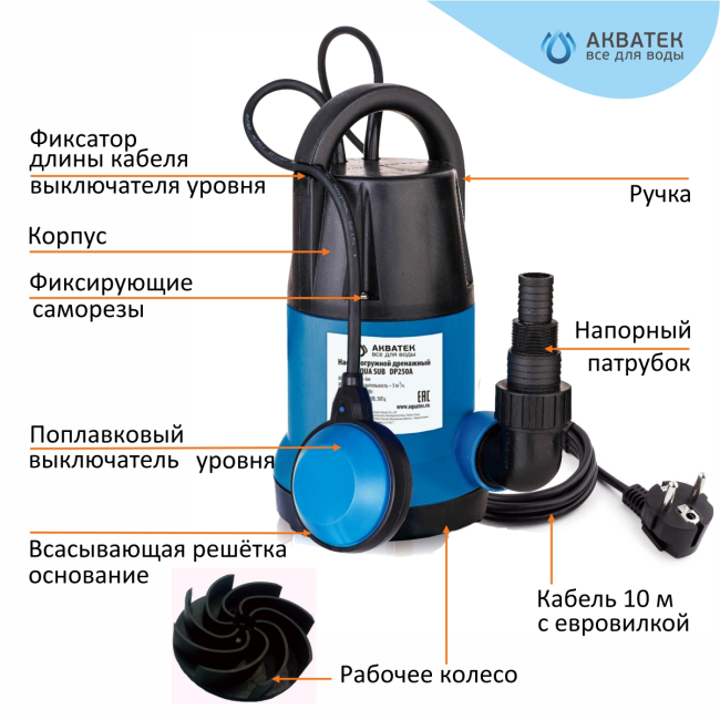 Насос дренажный Акватек AQUA SUB DP Насос дренажный Акватек AQUA SUB DP