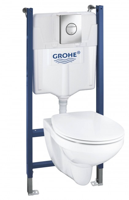 Система инсталляции GROHE Solido 4 в 1 в сборе, с подвесным унитазом, хром Система инсталляции GROHE Solido 4 в 1 в сборе, с подвесным унитазом, хром