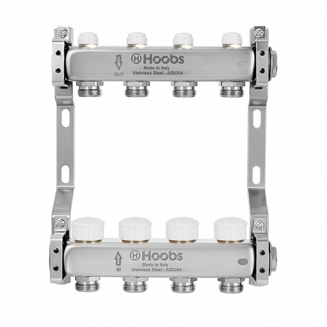Комплект коллекторов Hoobs, нерж. ст., с термостат. клапанами, с отсечными + кронштейны, 1"х3/4"-3 вых. в Ростове-на-Дону Комплект коллекторов Hoobs, нерж. ст., с термостат. клапанами, с отсечными + кронштейны, 1"х3/4"-3 вых. в Ростове-на-Дону