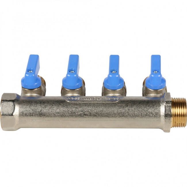 Коллектор 4 отвода с шаровыми кранами STOUT 3/4" 1/2"(синие ручки) (SMB 6201 341204) в Ростове-на-Дону Коллектор 4 отвода с шаровыми кранами STOUT 3/4" 1/2"(синие ручки) (SMB 6201 341204) в Ростове-на-Дону