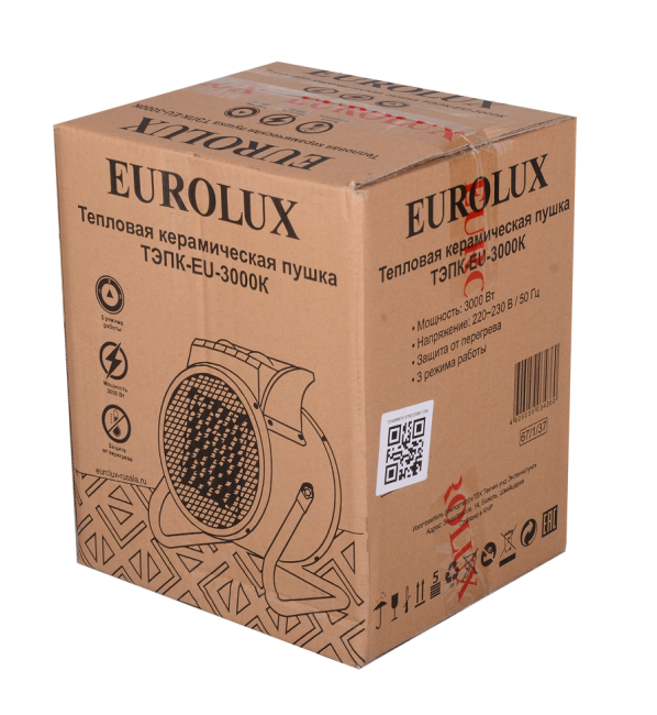 Электрическая тепловая пушка Eurolux ТЭПК-EU-3000K Электрическая тепловая пушка Eurolux ТЭПК-EU-3000K