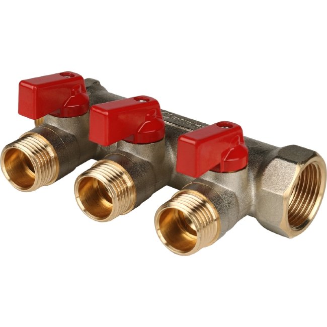 Коллектор 3 отвода с шаровыми кранами STOUT 3/4" 1/2" (красные ручки) (SMB 6200 341203) в Ростове-на-Дону Коллектор 3 отвода с шаровыми кранами STOUT 3/4" 1/2" (красные ручки) (SMB 6200 341203) в Ростове-на-Дону